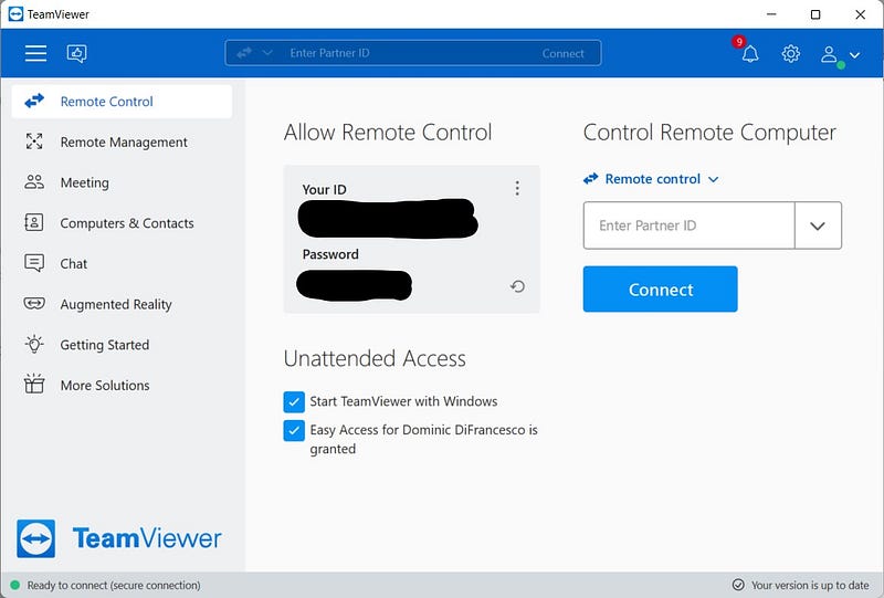 TeamViewer Remote Access Interface