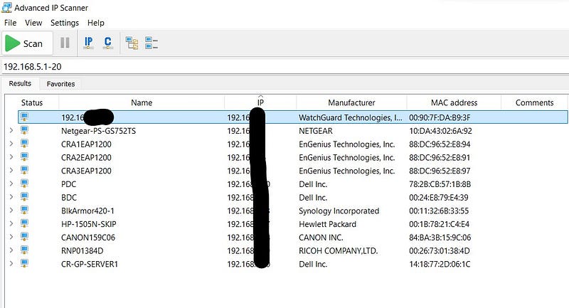 Advanced IP Scanner Interface