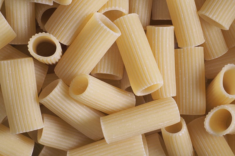 Rigatoni pasta showcasing its ridged texture