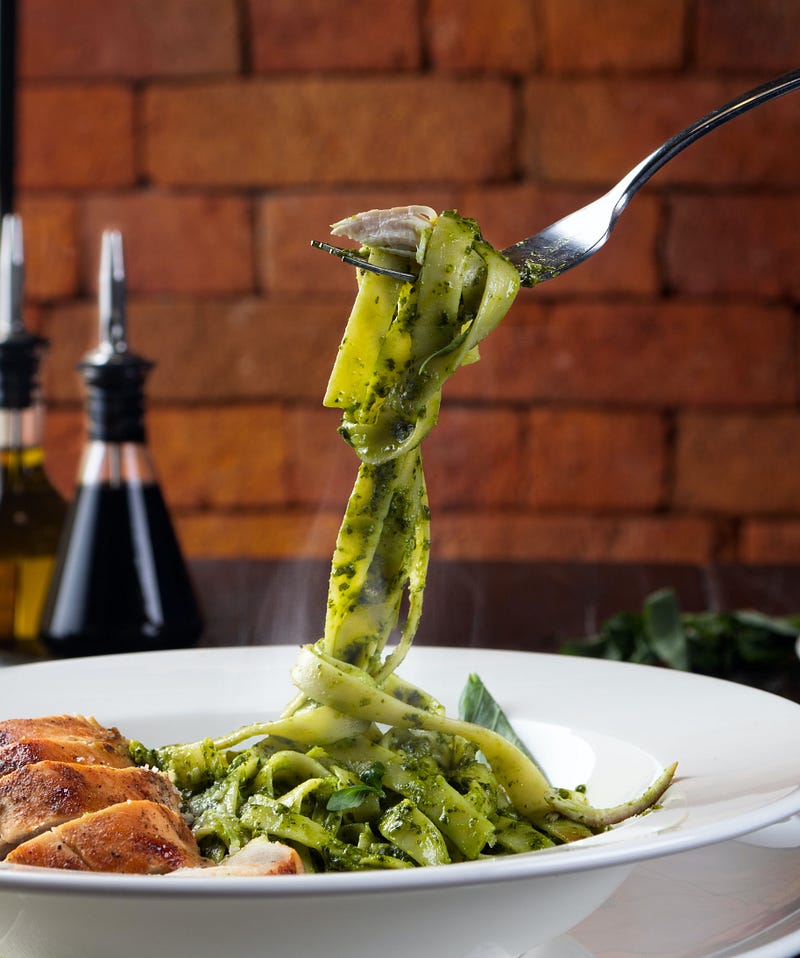 A plate of pasta showcasing various shapes