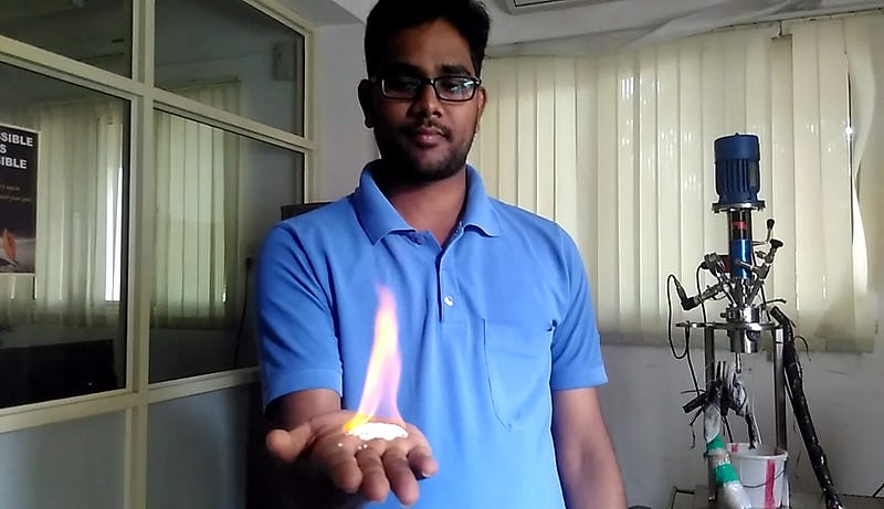 Methane hydrate being burned safely