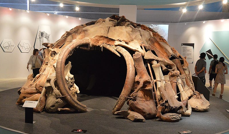 Replica of a mammoth bone hut