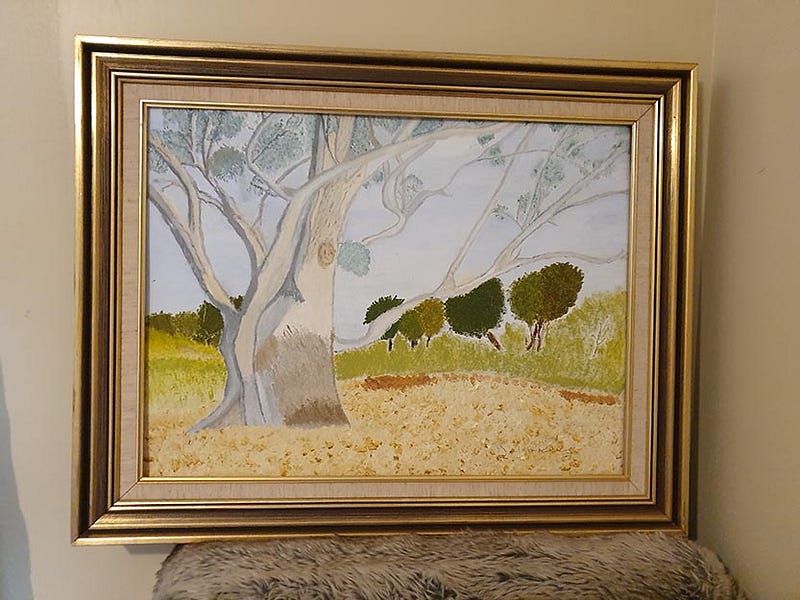 Original artwork of a majestic Gum tree