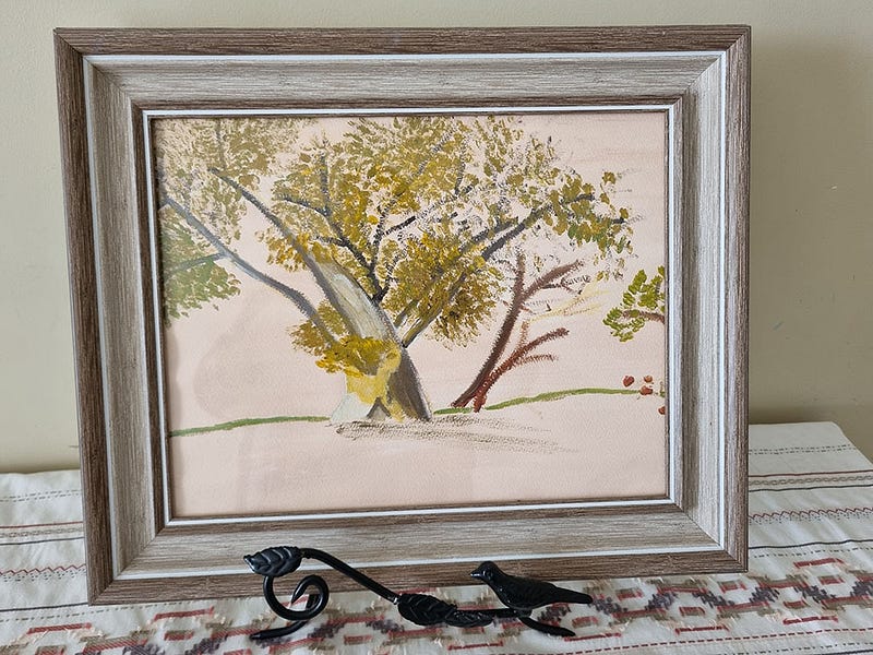 Original watercolor painting of a solitary tree