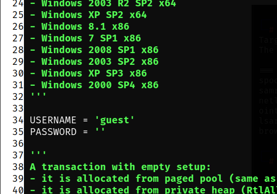 Modifications in the exploit script for username