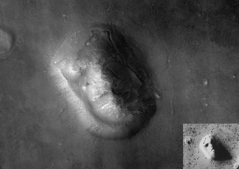 A clearer image of the so-called Martian Sphinx.