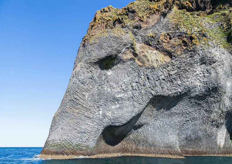 Rock formation in Iceland resembling an elephant's head.