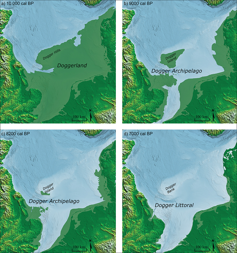 Evolution of Doggerland over time