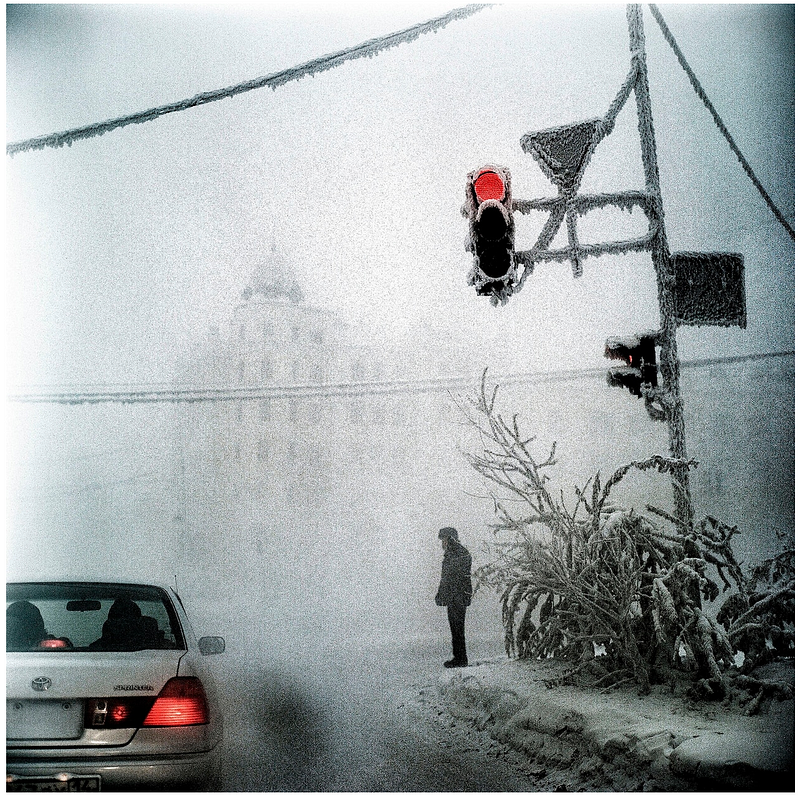 A cold street in Yakutsk, showcasing the harsh climate.