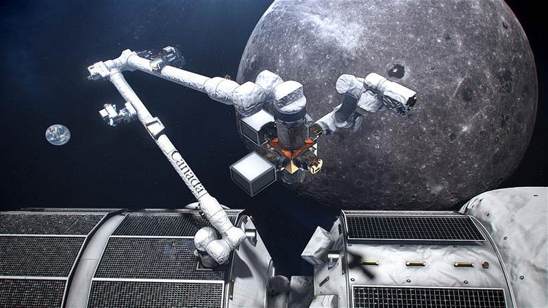 Conceptual image of Canadarm3 on the Lunar Gateway