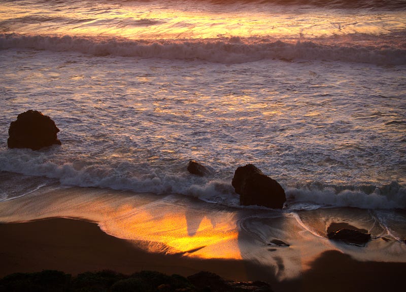 The ocean at sunset